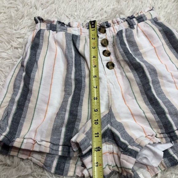 American Eagle Linen Striped Button Paper bag Shorts multicolor size small - Picture 7 of 7